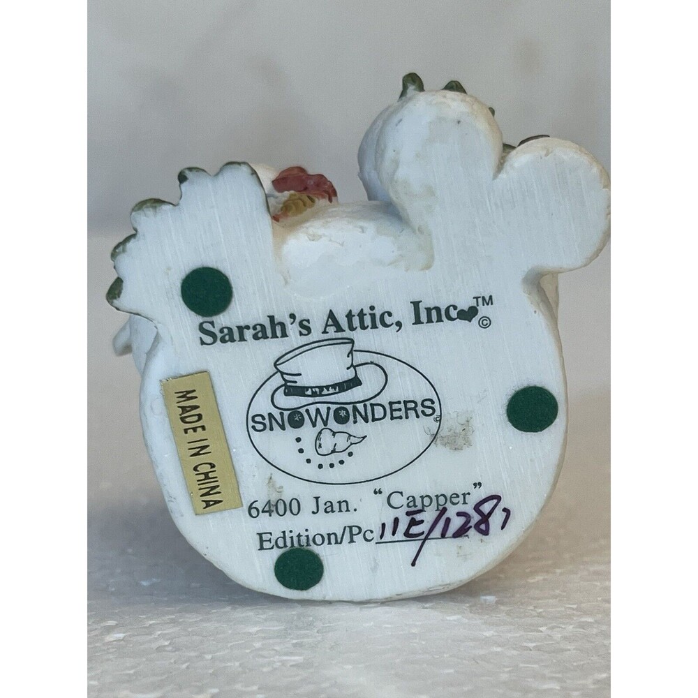 Sarah’s Attic Snowonders 6400 January Capper Snowman Dated 1998 Marked Numbered - Picture 7 of 8